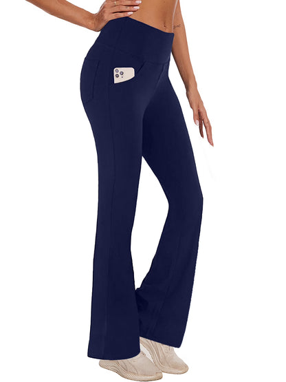 Womens Bootcut Yoga Pants with Pockets Flare Workout Legging High Waist Lightweight Bottoms Activewear Navy Blue XL